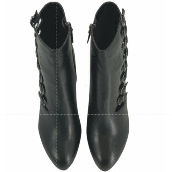 David Tate Buckle Straps Victorian Mood Black Leather Block Heel Bootie Size 10W - Picture 6 of 7